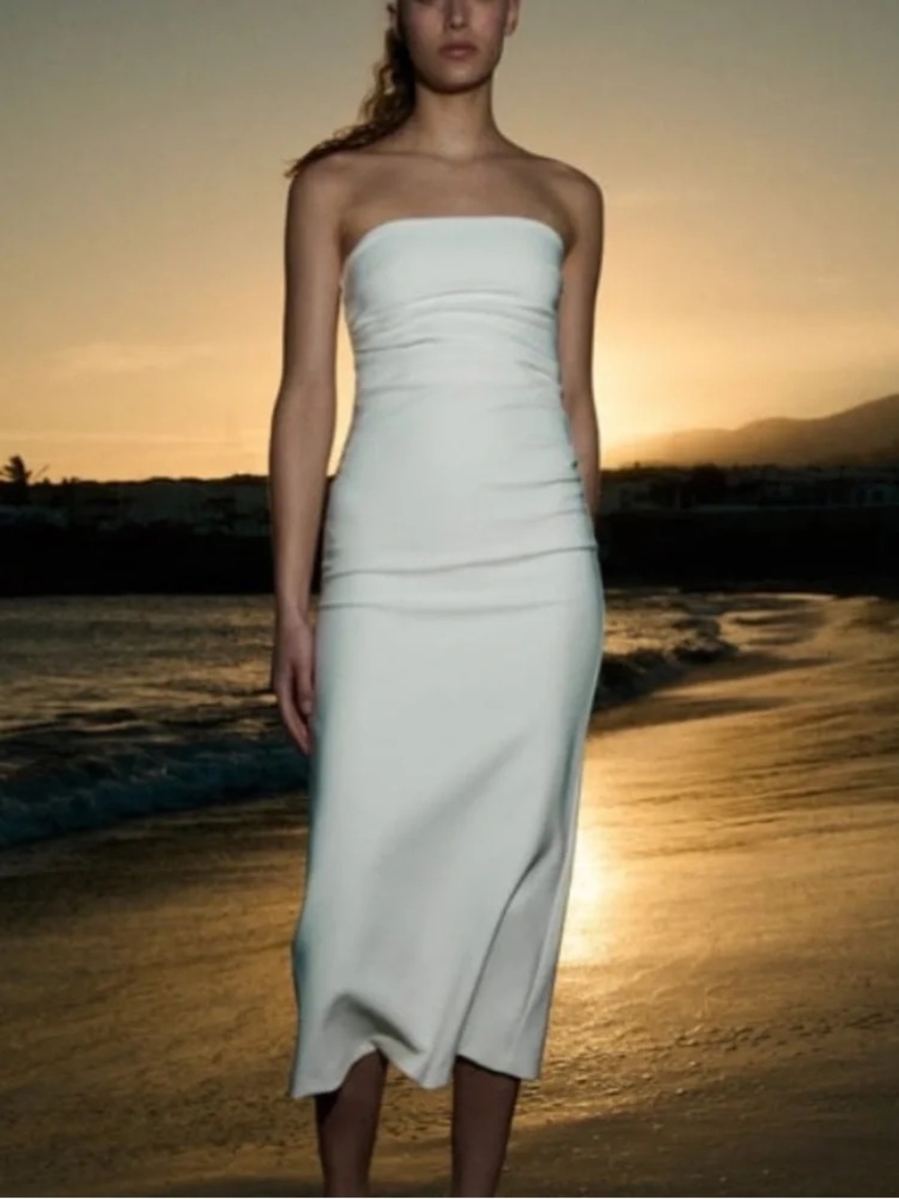 ZARA White Midi Dress - Worn Once! (Bridal/Graduation/Party Dress)